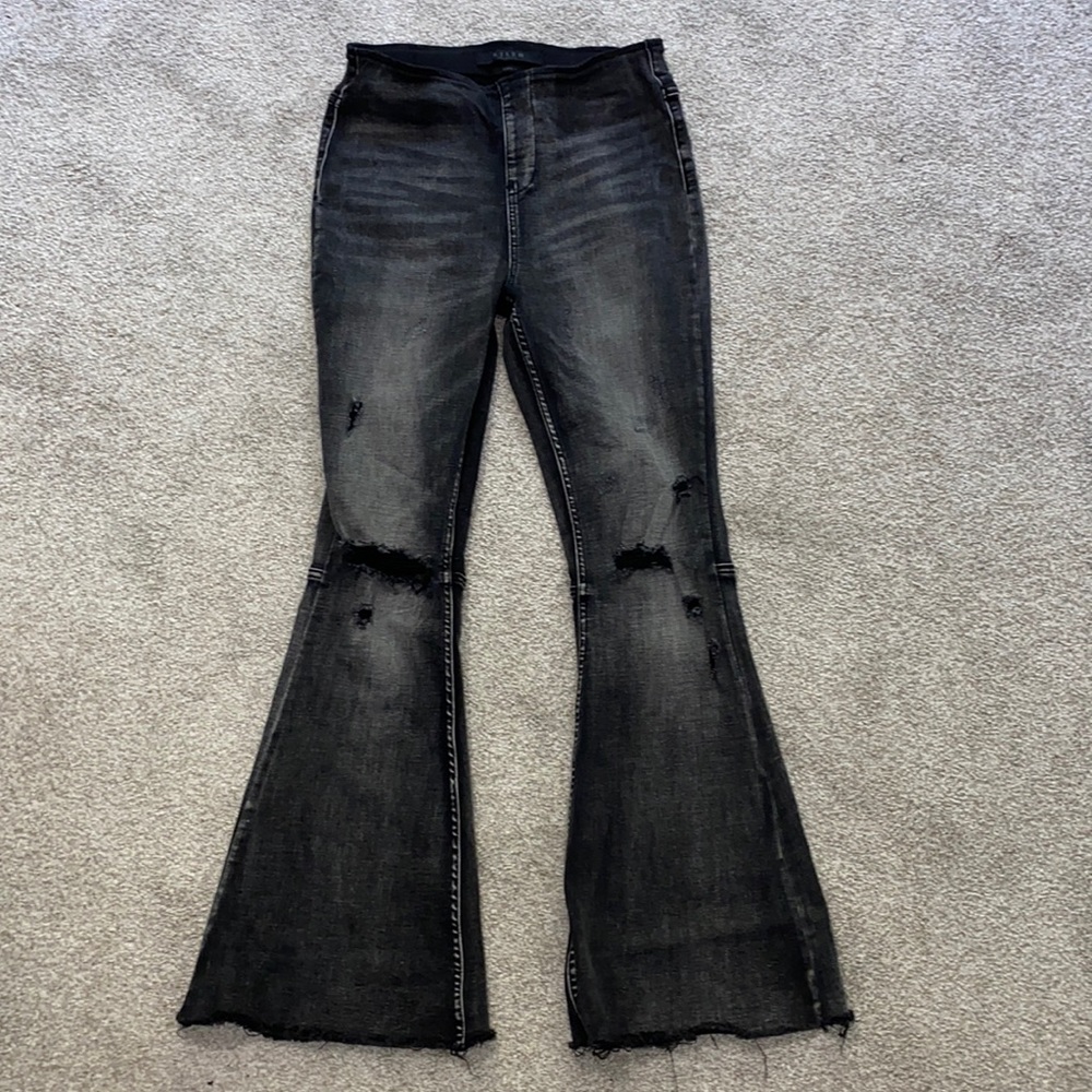 Risen Distressed Vintage Flare Jeans